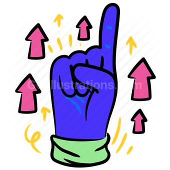 hand, gesture, up, upwards, sticker, hand gesture, increase